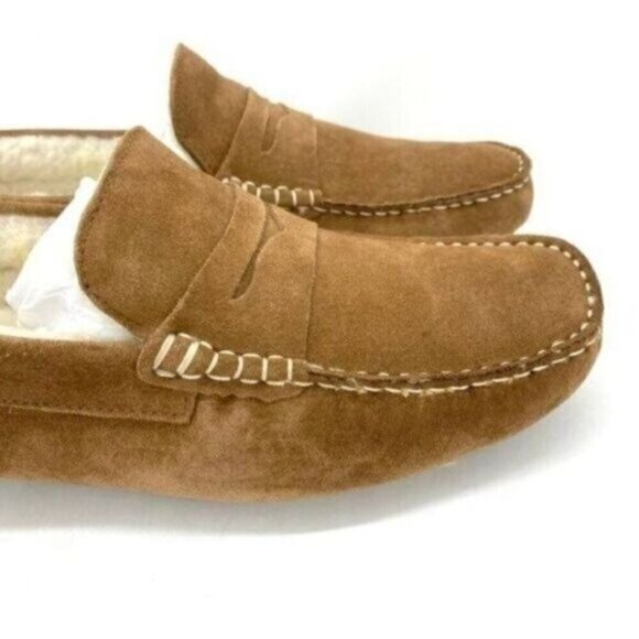 Mens Shearling Moc Toe Loafer Slippers Tan Suede Size 8 New main image 9